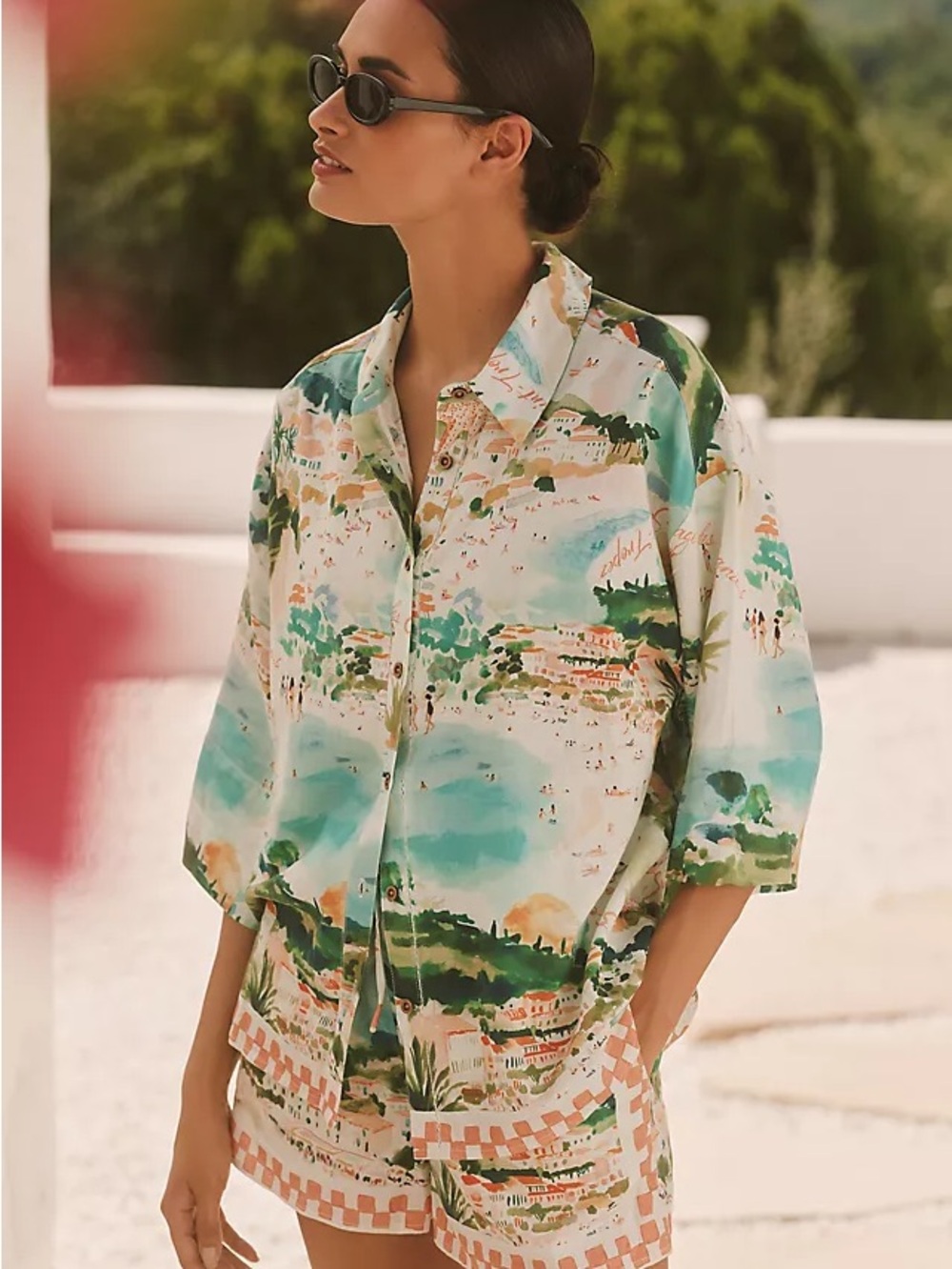 Anthropologie Celandine Linen Printed Matching Set 🧡🩵💛